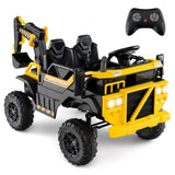 Costway 24V 4WD Kids Ride-On Excavator Toy with Remote Control