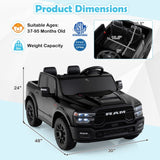 Costway 24V Licensed RAM Kids Ride-On Truck Toy with Remote Control