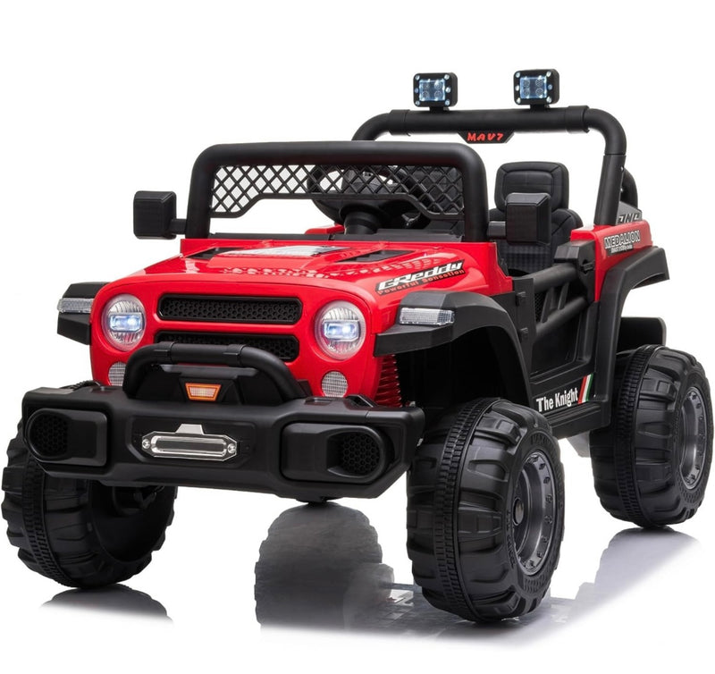 12V Jeep Kids Ride On Car Toy con puertas abiertas, luces realistas y control remoto