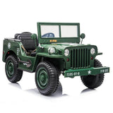 12V Willy 1-Seater Military Green Limited Edition Kids Ride-on Truck W/ EVA Rubber Wheels, Music & RC