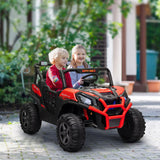 Qaba 2 Seater 24V Electric Car for Kids w/ Remote Control, 3 Speed, LED Lights, Music, Horn, Spring Suspension