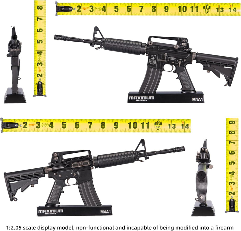 Maximum Armory [M4A1 - Black] Miniature Collectible Miniature Model - 1:2.05 Scale M4A1 Toy Replica with Display Stand