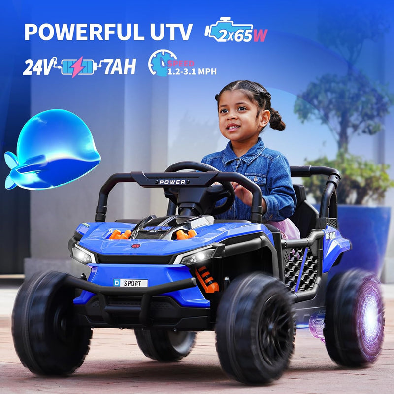 R1250 12v Buggy Ride-On Car, 2WD UTV Buggy Electric Car with Parental Remote Control, Working Doors and LED Lights