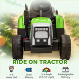 Aosom 12V Kids Ride-On Tractor Toy with Remote Control Green
