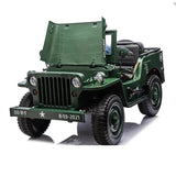 12V Willy 1-Seater Military Green Limited Edition Kids Ride-on Truck W/ EVA Rubber Wheels, Music & RC