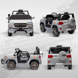 Qaba 12V Toyota LAND CRUISER Licensed Kids Car w/ Remote Control, Four Wheel Spring Suspension, Soft Start, LED Light, Grey