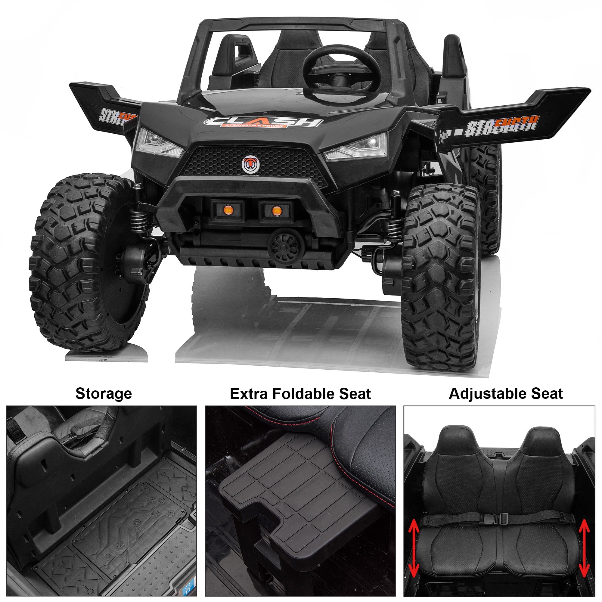 High Speed 2.0 24V Dune Buggy Off-Road UTV Limited Edition Black with Remote Control and Rubber Tires