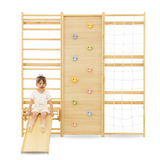 Avenlur | Walnut Modular | Swedish Ladder Jungle Gym - 95" Height - Wall Mounted