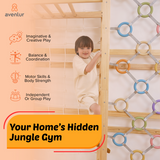 Avenlur | Walnut Modular | Swedish Ladder Jungle Gym - 95" Height - Wall Mounted