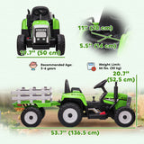 Aosom 12V Kids Ride-On Tractor Toy with Remote Control Green