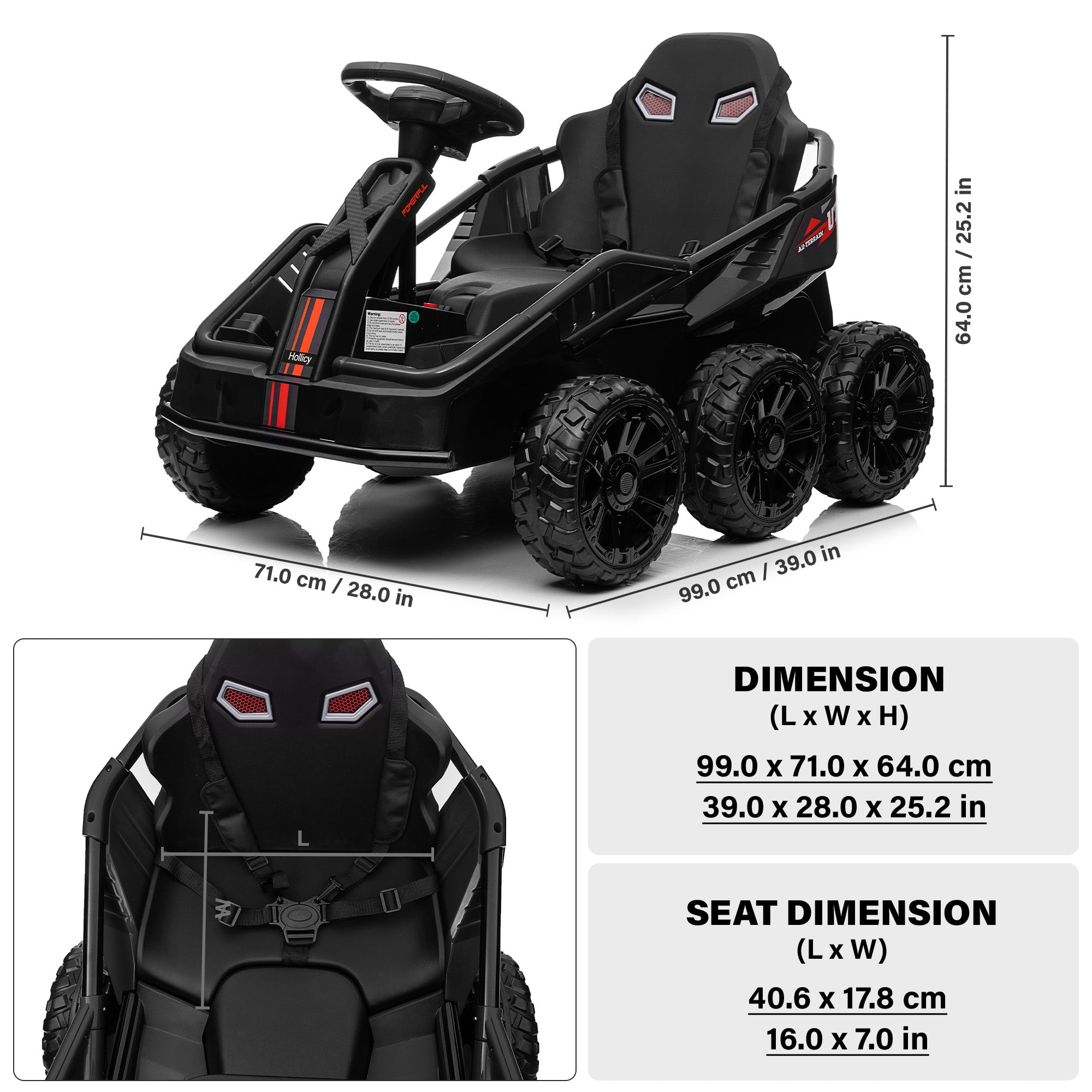 Extreme 2.0 6 Wheel UTV 24V Ride on Car with Remote Control, 4WD, EVA ...