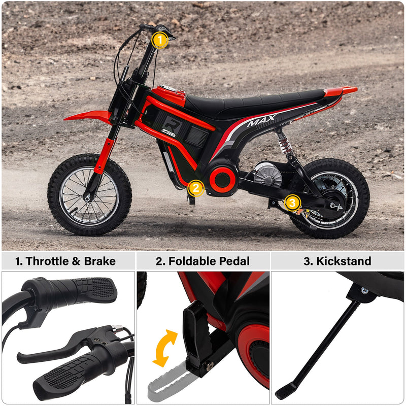 Max 2.0 Electric Dirt Bike for Kids, 24V 350W Motor, Max 24 km/h