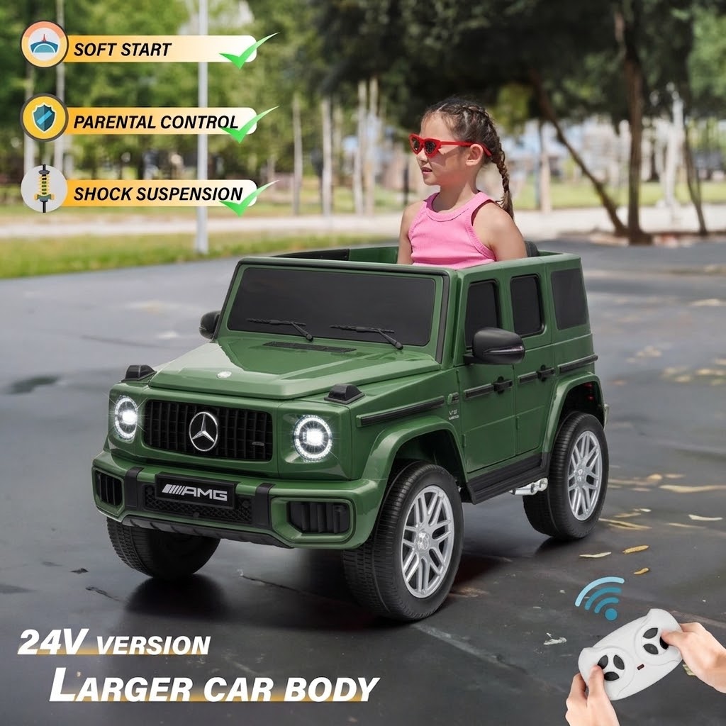 Mercedes Benz AMG G63 24V 2026 Kids Ride On Car One Seater with Parental Remote Control, LED Lights, Leather Seat and MP3, Licensed