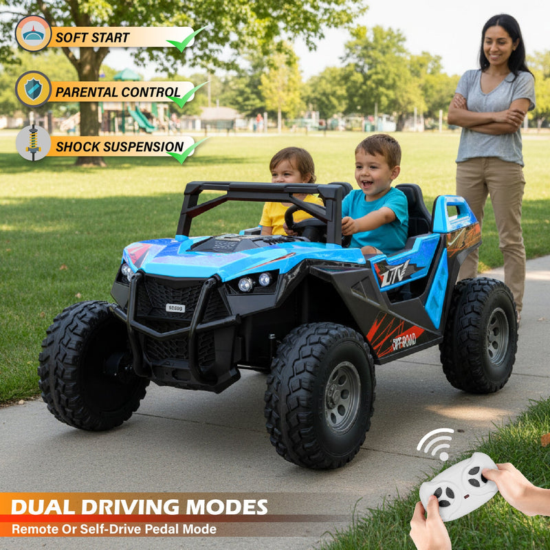 High Speed 2.0 24V Dune Buggy Up To 15 km/h Off-Road UTV Limited Edition Black with Remote Control and Rubber Tires