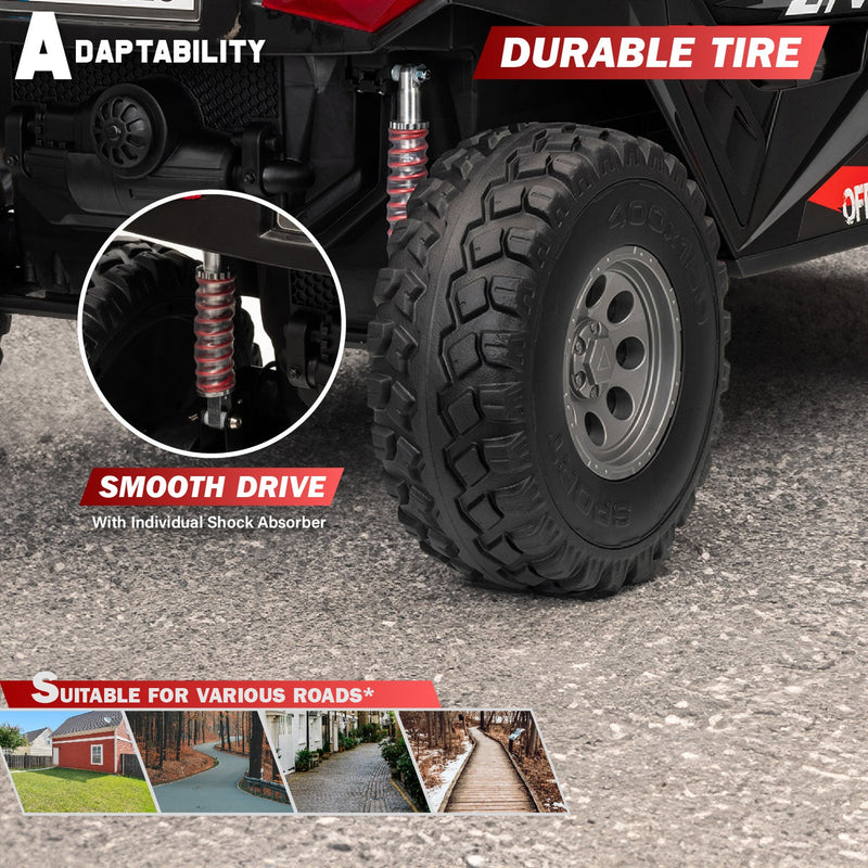 High Speed 2.0 24V Dune Buggy Up To 15 km/h Off-Road UTV Limited Edition Black with Remote Control and Rubber Tires