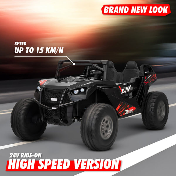 High Speed 2.0 24V Dune Buggy Up To 15 km/h Off-Road UTV Limited Edition Black with Remote Control and Rubber Tires