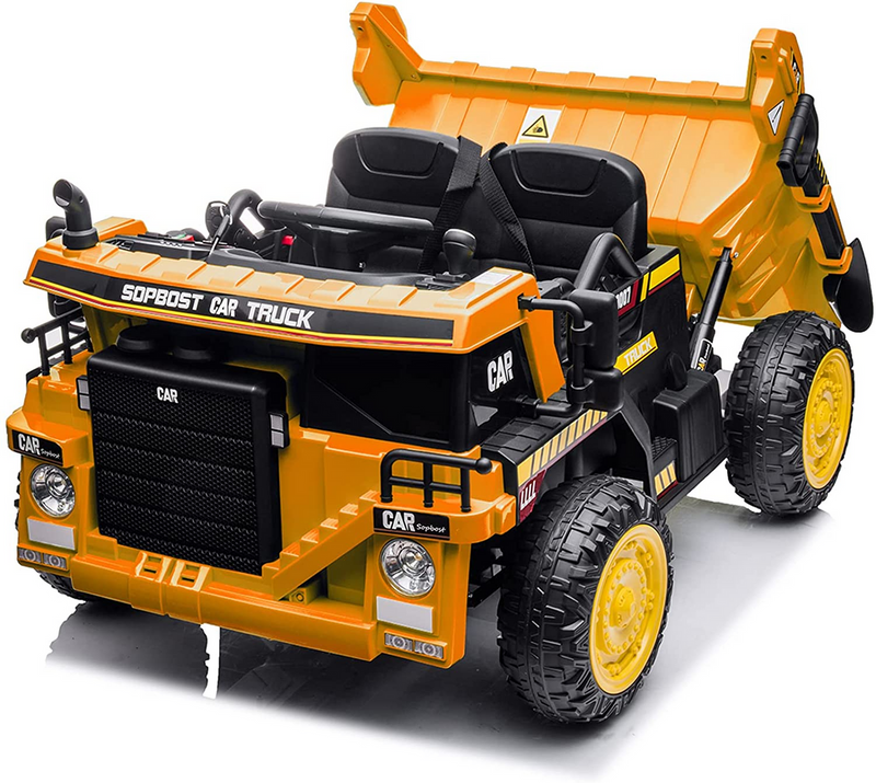 12V KidsRide-On Construction Dump Truck W/ Rubber   Wheels, Automatic   Dump   Bed,   Music   & RC
