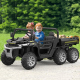 24V 2 Seater Ride on Dump Truck, 4WD 6x6 Battery Powered Kids UTV with Remote Control, Electric Dump Bed