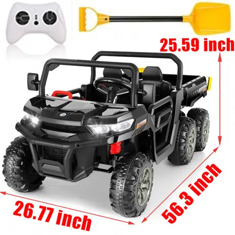 24V 2 Seater Ride on Dump Truck, 4WD 6x6 Battery Powered Kids UTV with Remote Control, Electric Dump Bed