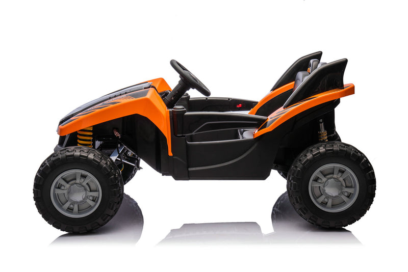 Dune Racer Shark Attack Edition 24V 4x4 Ride-On Car – 2-Seater Kids Electric Dune Buggy with Rubber Wheels, Leather Seats, and Metal Chassis
