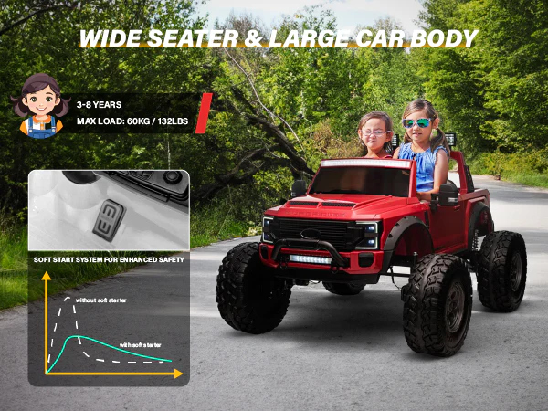 2025 Ultimate Luxury Off-road Lifted 2 Seaters 24V Licensed Ford Super Duty F450 Electric Kids' Ride On Car with Remote Control
