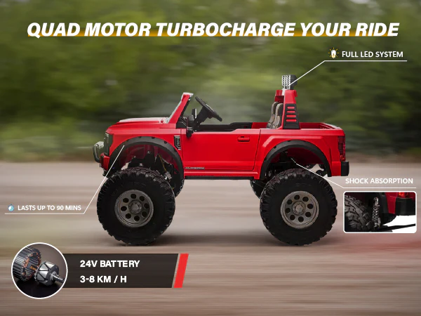 2025 Ultimate Luxury Off-road Lifted 2 Seaters 24V Licensed Ford Super Duty F450 Electric Kids' Ride On Car with Remote Control