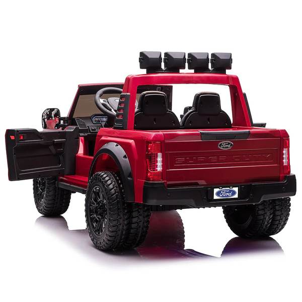 Limited Edition 24V Licensed Ford Super Duty F450 Cherry Red 2 Seaters Electric Kids' Ride On Car with Parental Remote Control Perfect Gift - Kids On Wheelz