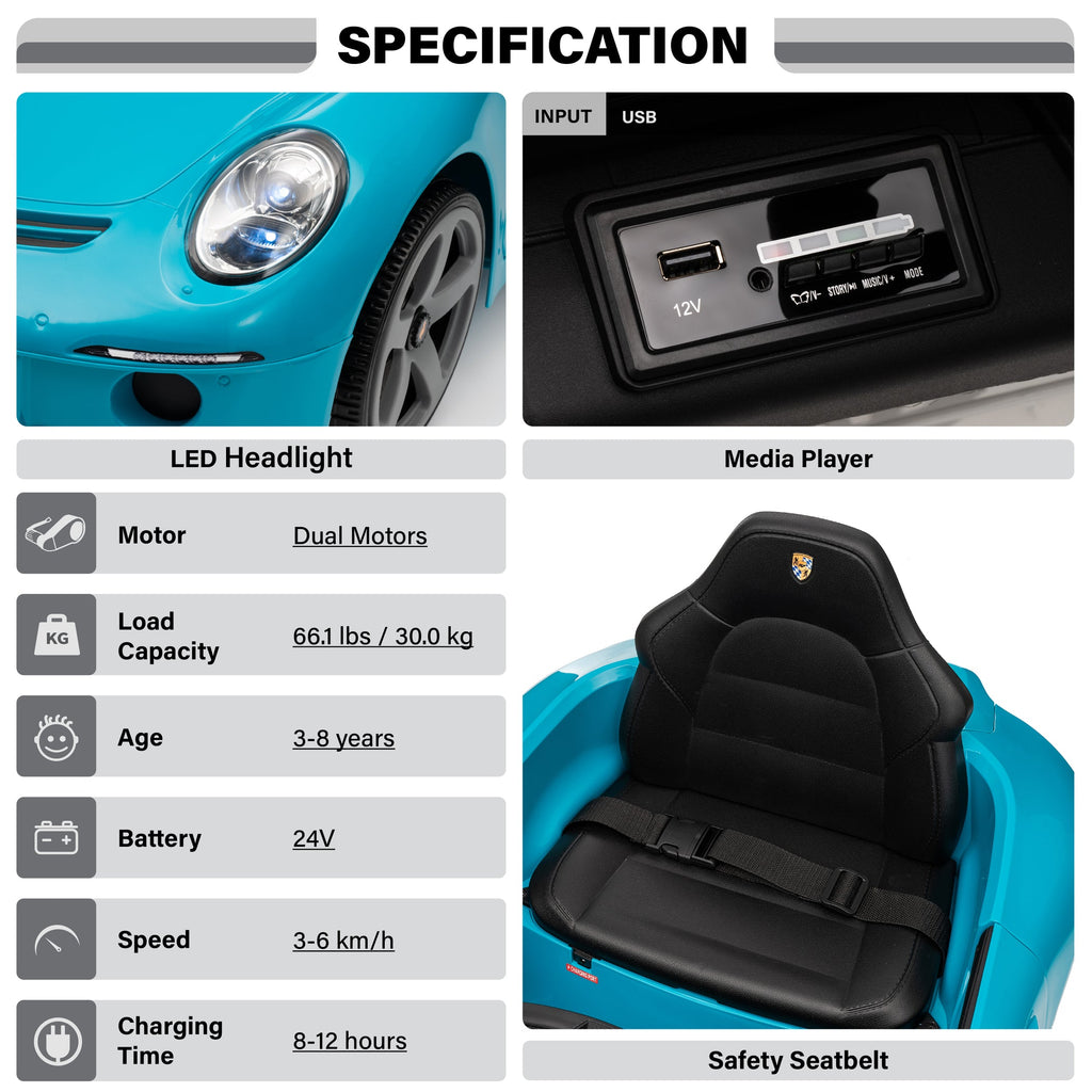 Led Car Ruf Licensed RUF Porsche 997 Ride-On Car – 24V Electric Vehicle with Remot ...