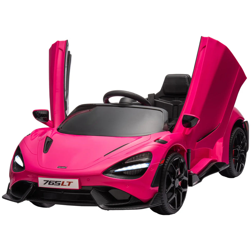 Qaba McLaren 765LT Licensed 12V Kids Electric Car w/ Scissor Doors, Transport Wheels, Remote, Slow Start, Music Horn