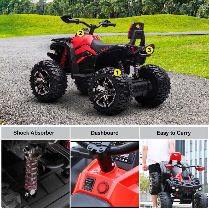12V Kids Electric ATV Ride-On Toy – 4-Wheel Outdoor Quad with Music & Lights