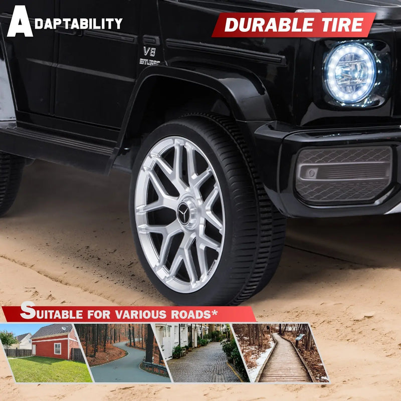 Mercedes-Benz AMG G63, 12V Electric Kids' Ride On Car with Parental Remote Control, LED lights, Leather Seat and MP3- Kids On Wheelz Kids On Wheelz