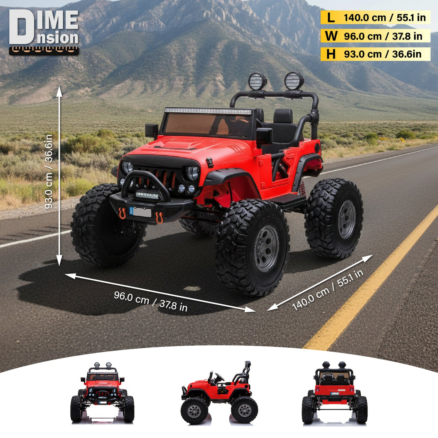 Lifted Monster Jeep 24V 2 Seater Classic Ride On Car- Voltz Toys