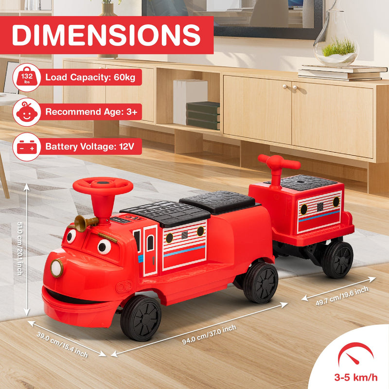 Chuggington Electric Ride-On Train with Whistle, Music Player & 2+/2 Seater – 12V