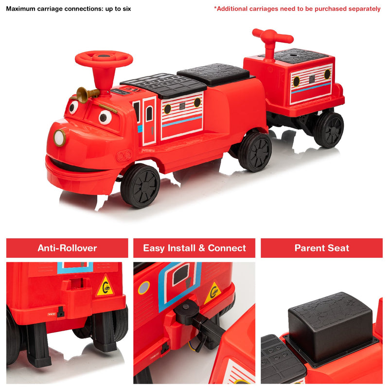 Chuggington Electric Ride-On Train with Whistle, Music Player & 2+/2 Seater – 12V