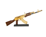 GoatGuns Miniature AK 47 Model Gold | 1:3 Scale Diecast Metal Build Kit