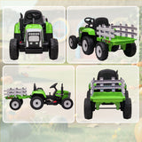 Aosom 12V Kids Ride-On Tractor Toy with Remote Control Green