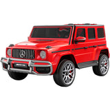 Licensed Mercedes-Benz AMG G63 G-Wagon 24V 4x4 Deluxe Two Seater Kids Ride-On Car with Leather Seat and Rubber Wheels, Red
