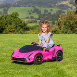 Lamborghini Autentica S319 Kids 12V Electric Ride on Car Pink