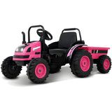 HL338 Kids Electric Ride On Tractor with Detachable Wagon Pink