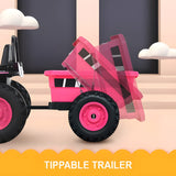 HL338 Kids Electric Ride On Tractor with Detachable Wagon Pink