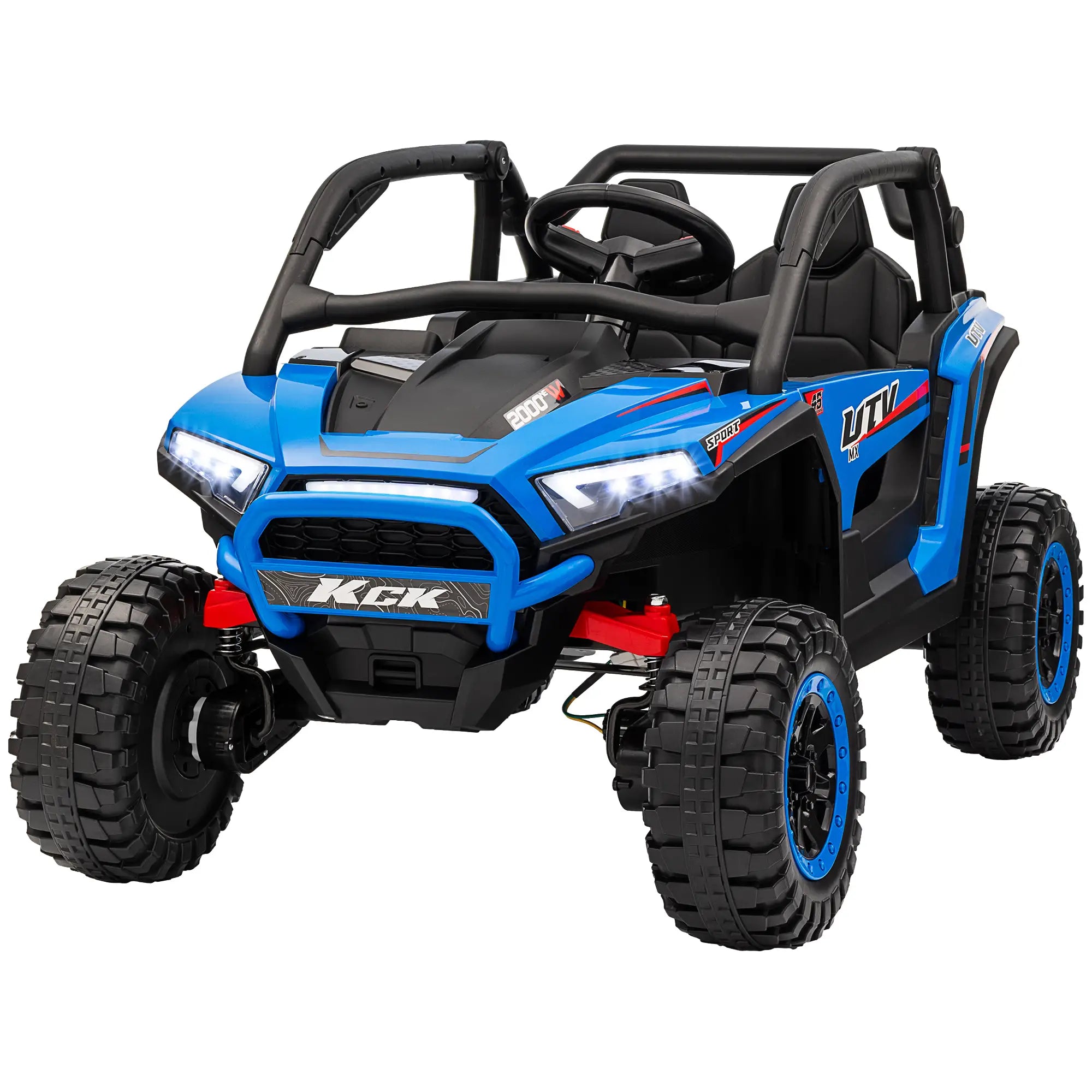 Qaba 2 Seater 24V 7AH Ride on Truck, Electric Car for Kids w/ Spring Suspension, Remote Lights, Horn, Music, Pink