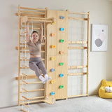 Avenlur | Walnut | Swedish Ladder Jungle Gym - 95" Height - Wall Mounted