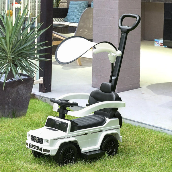 Compatible Ride-on Sliding Car G350 Walker Foot to Floor Slider Stroller Toddler Vehicle Push-Along with Horn Steering Wheel NO POWER Manual Under Seat Storage Safe Design, White