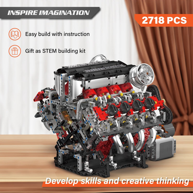 Mould King F488 Mattoncini Building Blocks Supercar V8 Engine - 2718 Pezzi - Modellismo Da Costruzione - 5