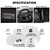 High Speed 24V Dune Buggy Up To 15 km/h Off-Road UTV Limited Edition Black with Remote Control and Rubber Tires (Copy)