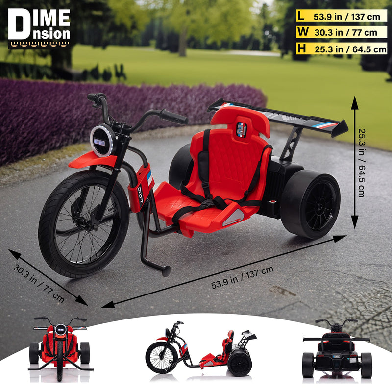 Drift 2.0 Trike High-Speed Outdoor Drifter Kids Ride-on Car with Hand Accelerator, Air Tire and LED Lights