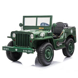 12V Willy 1-Seater Military Green Limited Edition Kids Ride-on Truck W/ EVA Rubber Wheels, Music & RC