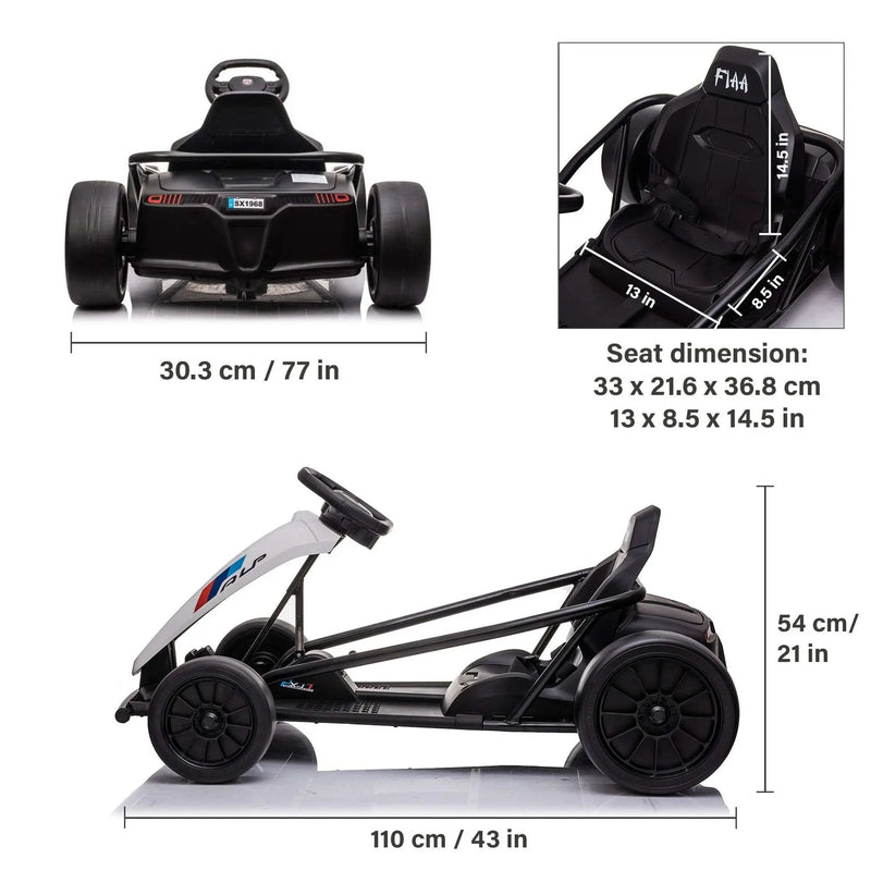 GO KART KIDS RIDE ON CAR 24V - BLANCO - EN STOCK