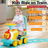 Costway 6V Kids Ride-On Train Toy with 16 Track Pieces