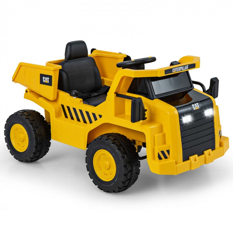 12V Caterpillar Kids Ride on Dump Truck & Tilt Bed | Kids On Wheelz